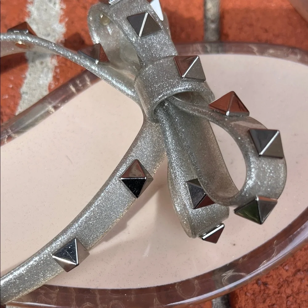 Valentino Women's Metallic Sandals with Studded Bow NO BOX - Picture 3 of 7